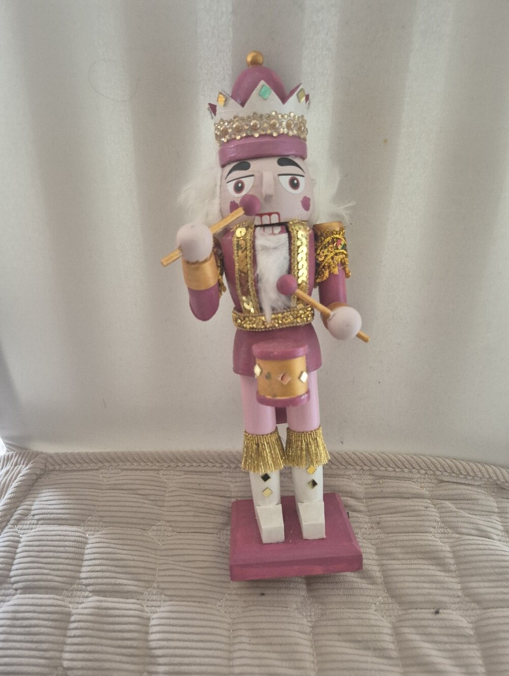 Mauve Pink Nutcracker Drummer Holiday Figurine - Brand: